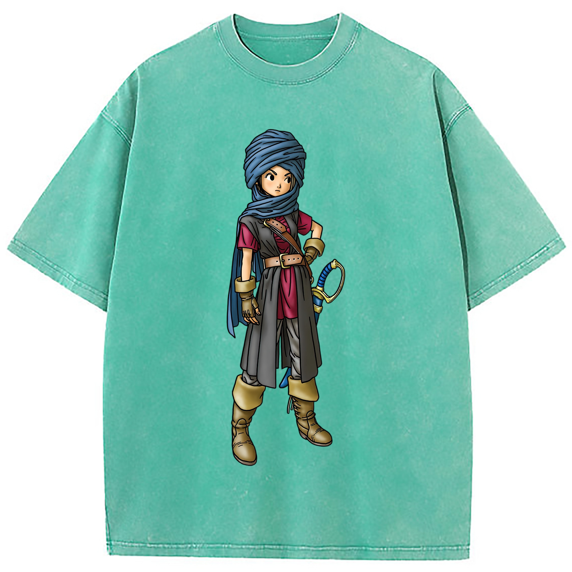 （画像用） ドラゴンクエスト Doragon Kuesuto Dragon Quest 綿100% ヴィンテージ風 半袖Tシャツ（フロントプリント）